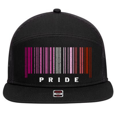 LGBT LESBIAN BARCODE Lesbian Flag LGBTQ Ally Pride Month 7 Panel Mesh Trucker Snapback Hat