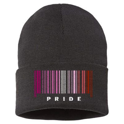 LGBT LESBIAN BARCODE Lesbian Flag LGBTQ Ally Pride Month Sustainable Knit Beanie