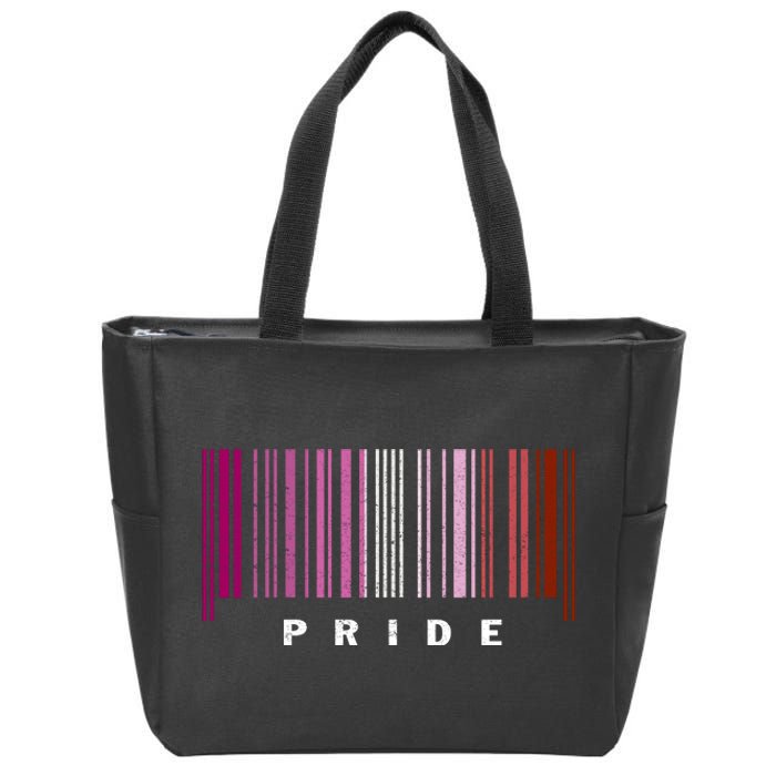 LGBT LESBIAN BARCODE Lesbian Flag LGBTQ Ally Pride Month Zip Tote Bag