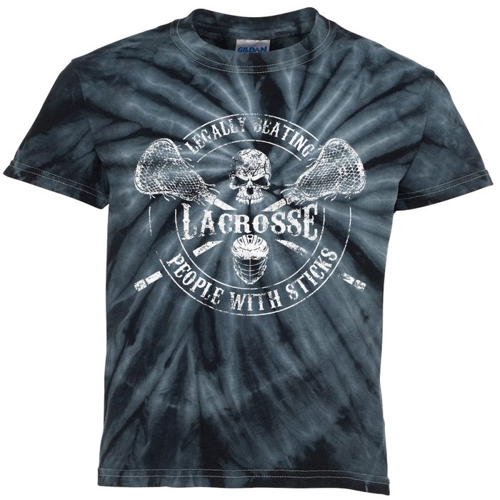 Lacrosse Legally Beating People With Sticks Kids Tie-Dye T-Shirt