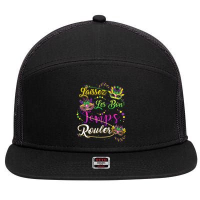 Laissez Les Bon Temps Rouler Mardi Gras Beads Tee Cool Gift 7 Panel Mesh Trucker Snapback Hat