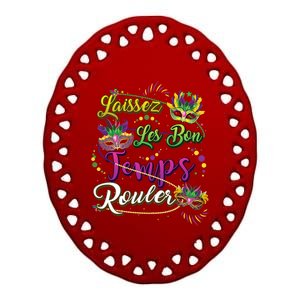 Laissez Les Bon Temps Rouler Mardi Gras Beads Tee Cool Gift Ceramic Oval Ornament