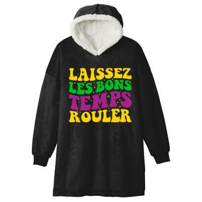 Laissez Les Bons Temps Rouler Mardi Gras New Orleans Hooded Wearable Blanket