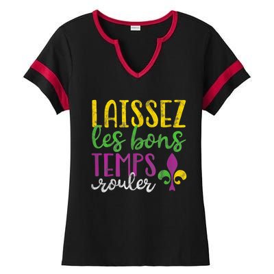 Laissez Les Bons Temps Rouler Mardi Gras New Orleans Ladies Halftime Notch Neck Tee