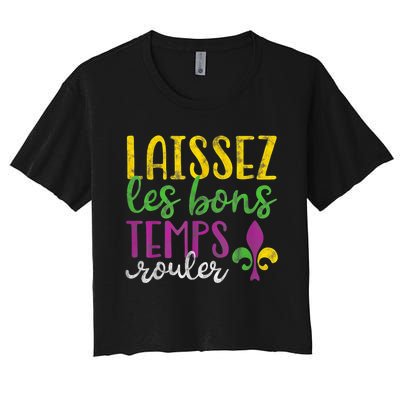 Laissez Les Bons Temps Rouler Mardi Gras New Orleans Women's Crop Top Tee