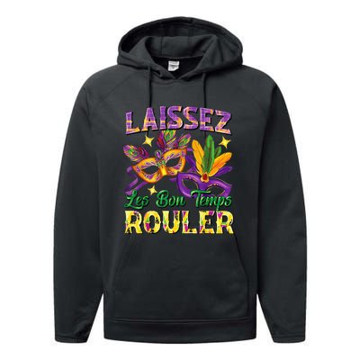 Laissez Les Bon Temps Rouler Mardi Gras 2024 Fleur De Lis1 Performance Fleece Hoodie