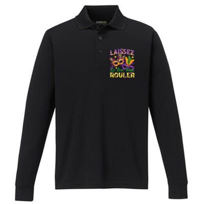 Laissez Les Bon Temps Rouler Mardi Gras 2024 Fleur De Lis1 Performance Long Sleeve Polo