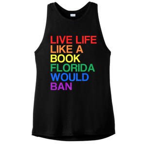 Live Like Book In Florida. Lgbtq Rainbow Gift Lgbtqia Pride Ladies PosiCharge Tri-Blend Wicking Tank