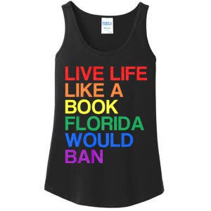 Live Like Book In Florida. Lgbtq Rainbow Gift Lgbtqia Pride Ladies Essential Tank