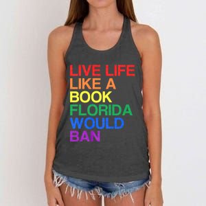 Live Like Book In Florida. Lgbtq Rainbow Gift Lgbtqia Pride Women's Knotted Racerback Tank