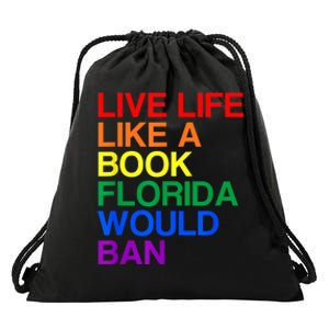 Live Like Book In Florida. Lgbtq Rainbow Gift Lgbtqia Pride Drawstring Bag