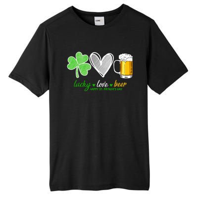 Lucky Love Beer Shamrock Happy St Patrick's Day Meaningful Gift Tall Fusion ChromaSoft Performance T-Shirt