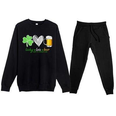 Lucky Love Beer Shamrock Happy St Patrick's Day Meaningful Gift Premium Crewneck Sweatsuit Set