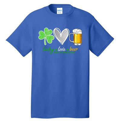 Lucky Love Beer Shamrock Happy St Patrick's Day Meaningful Gift Tall T-Shirt