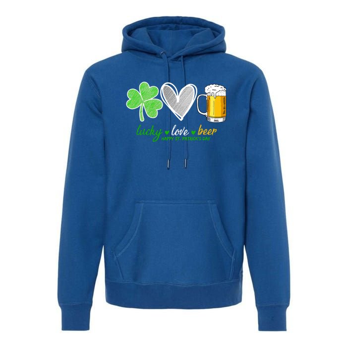 Lucky Love Beer Shamrock Happy St Patrick's Day Meaningful Gift Premium Hoodie