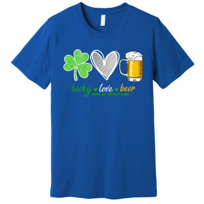 Lucky Love Beer Shamrock Happy St Patrick's Day Meaningful Gift Premium T-Shirt