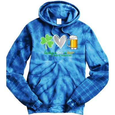 Lucky Love Beer Shamrock Happy St Patrick's Day Meaningful Gift Tie Dye Hoodie