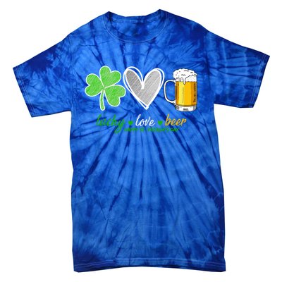 Lucky Love Beer Shamrock Happy St Patrick's Day Meaningful Gift Tie-Dye T-Shirt