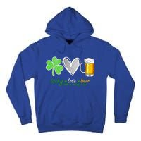 Lucky Love Beer Shamrock Happy St Patrick's Day Meaningful Gift Tall Hoodie