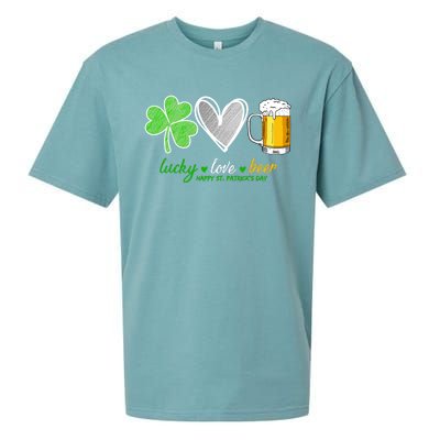 Lucky Love Beer Shamrock Happy St Patrick's Day Meaningful Gift Sueded Cloud Jersey T-Shirt