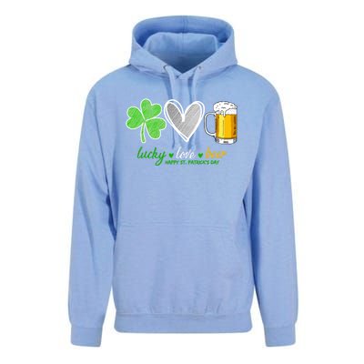 Lucky Love Beer Shamrock Happy St Patrick's Day Meaningful Gift Unisex Surf Hoodie