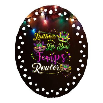 Laissez Les Bons Temps Rouler Mardi Gras 2024 New Orleans Ceramic Oval Ornament