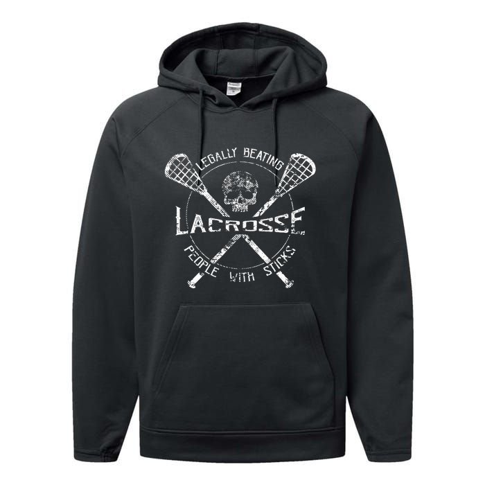 Lacrosse Legally Beating People With Sticks Performance Fleece Hoodie