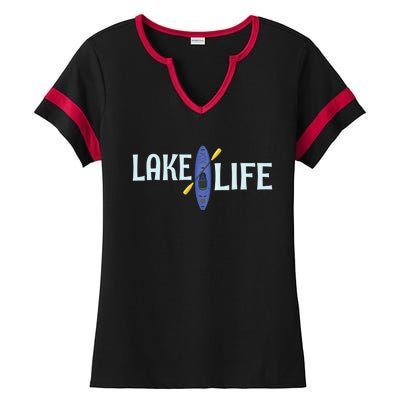 Lake Life Blue Kayak Gift Ladies Halftime Notch Neck Tee