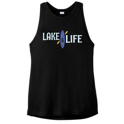 Lake Life Blue Kayak Gift Ladies PosiCharge Tri-Blend Wicking Tank