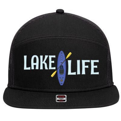 Lake Life Blue Kayak Gift 7 Panel Mesh Trucker Snapback Hat