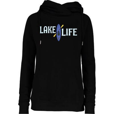 Lake Life Blue Kayak Gift Womens Funnel Neck Pullover Hood