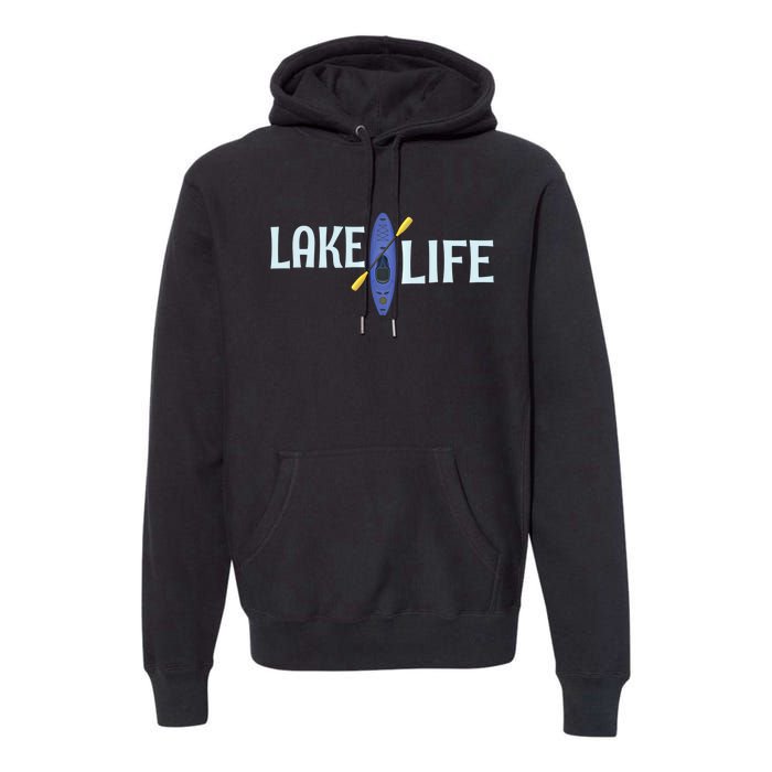 Lake Life Blue Kayak Gift Premium Hoodie