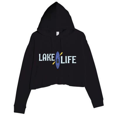 Lake Life Blue Kayak Gift Crop Fleece Hoodie