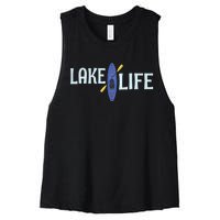 Lake Life Blue Kayak Gift Women's Racerback Cropped Tank