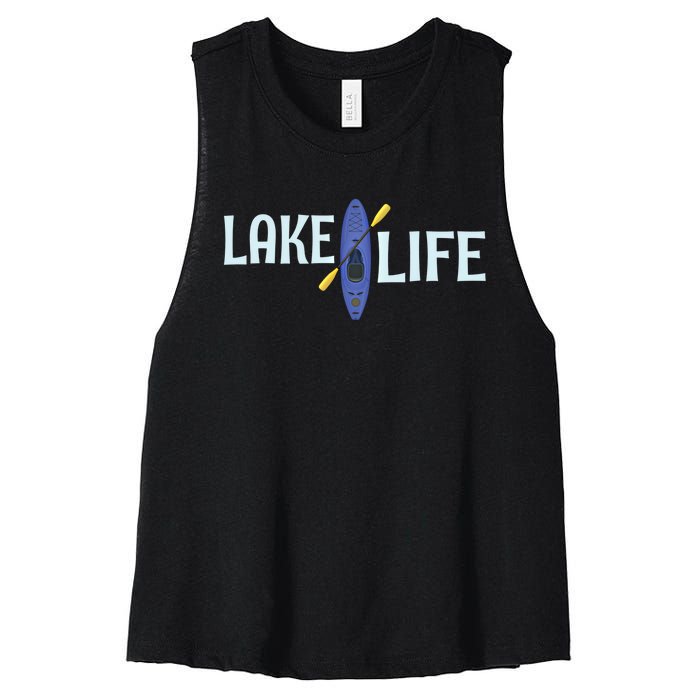 Lake Life Blue Kayak Gift Women's Racerback Cropped Tank