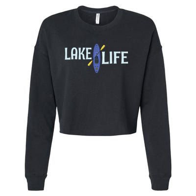 Lake Life Blue Kayak Gift Cropped Pullover Crew