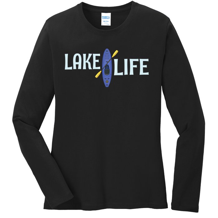 Lake Life Blue Kayak Gift Ladies Long Sleeve Shirt