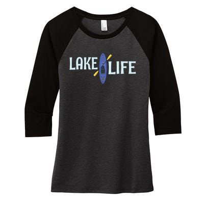 Lake Life Blue Kayak Gift Women's Tri-Blend 3/4-Sleeve Raglan Shirt