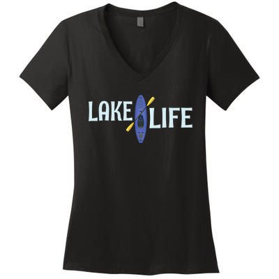 Lake Life Blue Kayak Gift Women's V-Neck T-Shirt