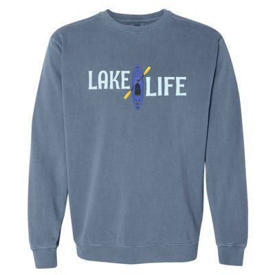 Lake Life Blue Kayak Gift Garment-Dyed Sweatshirt