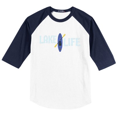 Lake Life Blue Kayak Gift Baseball Sleeve Shirt