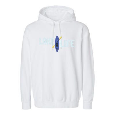 Lake Life Blue Kayak Gift Garment-Dyed Fleece Hoodie