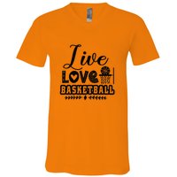 Live Love Basketball Gift For Basketball Fan Team Sport Bball V-Neck T-Shirt