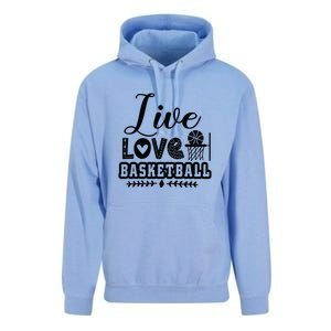 Live Love Basketball Gift For Basketball Fan Team Sport Bball Unisex Surf Hoodie