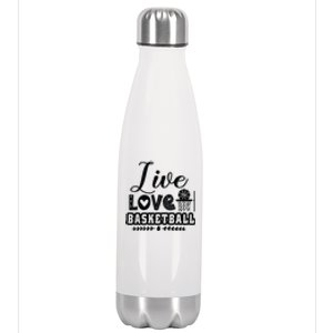 Live Love Basketball Gift For Basketball Fan Team Sport Bball Stainless Steel Insulated Water Bottle