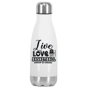 Live Love Basketball Gift For Basketball Fan Team Sport Bball Stainless Steel Insulated Water Bottle