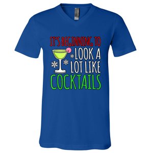 Look Like Cocktails Fun Merry Christmas Santa Gnomes Graphic Tank Top V-Neck T-Shirt