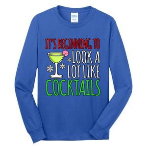 Look Like Cocktails Fun Merry Christmas Santa Gnomes Graphic Tank Top Tall Long Sleeve T-Shirt