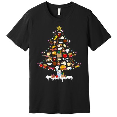 Lunch Lady Christmas Tree Merry Christmas Cafeteria Crew Premium T-Shirt