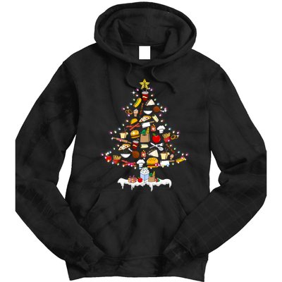 Lunch Lady Christmas Tree Merry Christmas Cafeteria Crew Tie Dye Hoodie